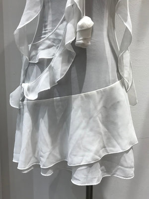Halter High Waist Backless Irregular Ruffles Spliced Appliques Dresses