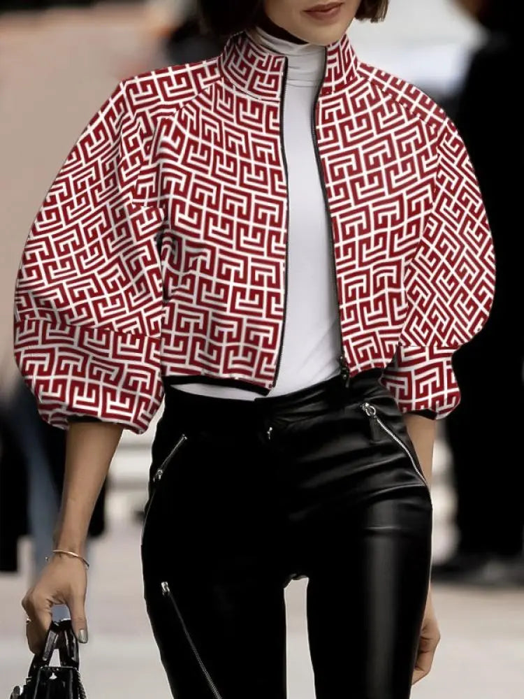 Printed Puff Sleeve Jackets