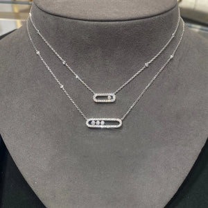 925 Sterling Silver Classic Mobile Three Diamond Necklace