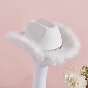 Western Style Cowboy Hat with Feather Accents