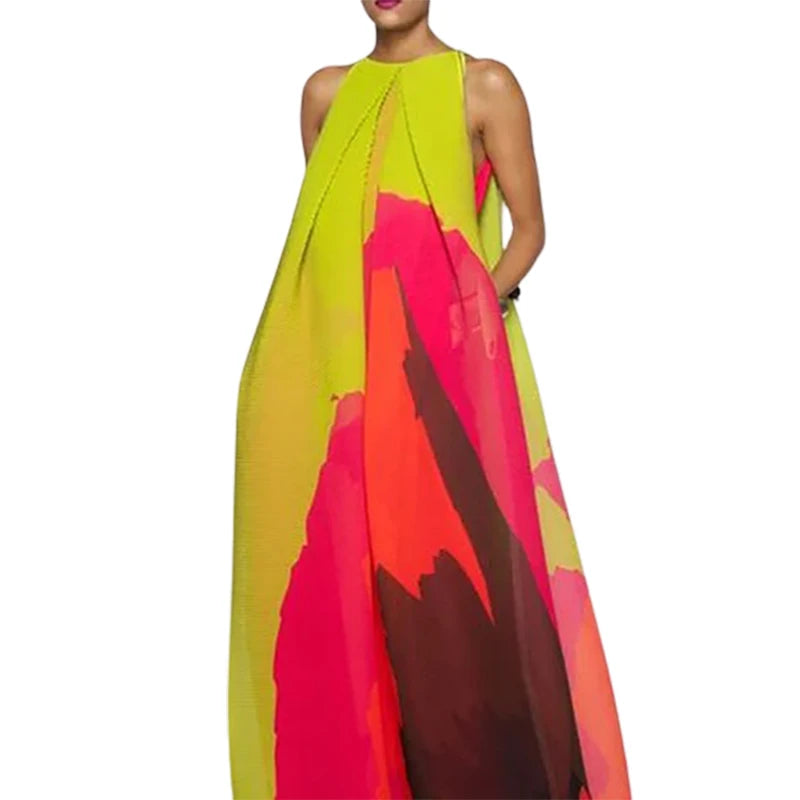 Multi-Colored Printed Evening Maxi Dresses