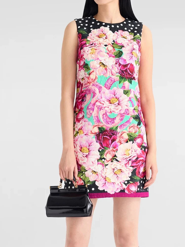 Flower Polka-Dot Printing Dress