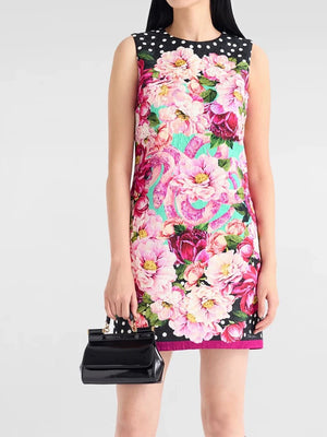Flower Polka-Dot Printing Dress