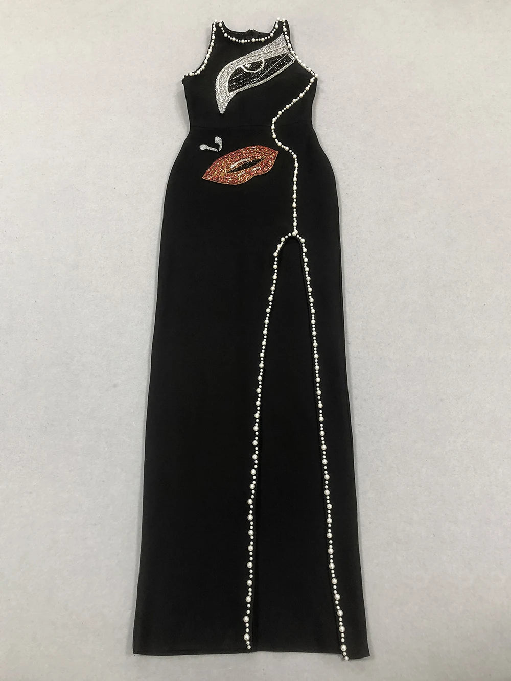 Diamond Pearl Bandage Bodycon Elegant Beading Maxi Dresses