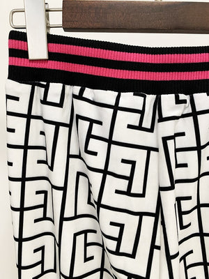 Designer Trousers Monogram Printed Velvet Straight Pants