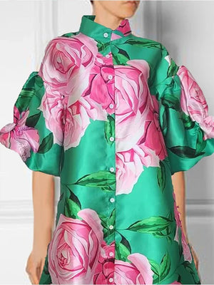 Elegant Contrasting Print Dress