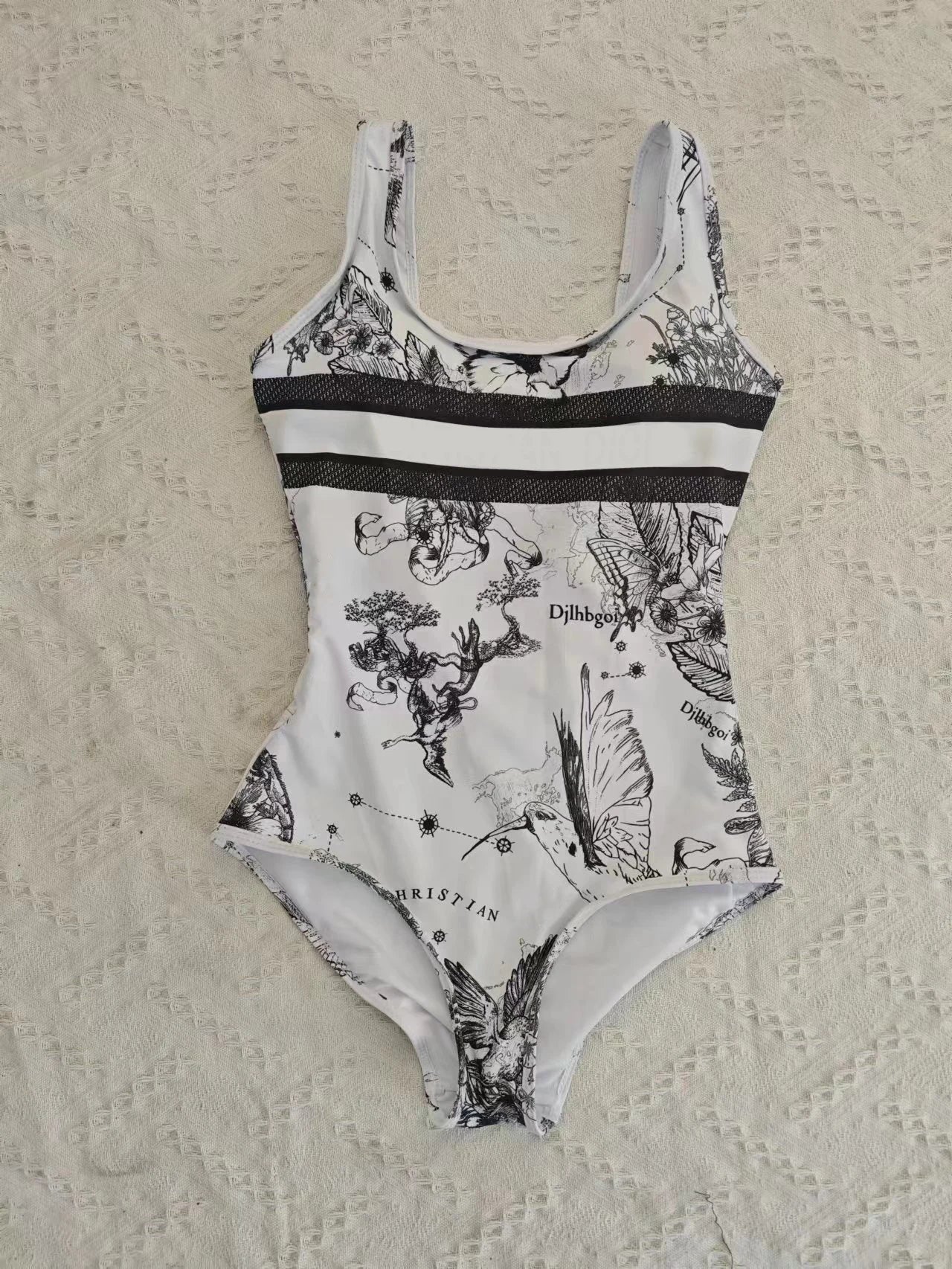 Retro Pattern Printed Personalized Swimsuit