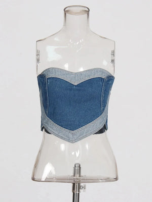 Hit Color Set Love Patchwork Wide Leg Hollow Out Jeans