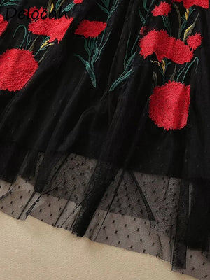 High Quality Runway Mesh Embroidery Dress