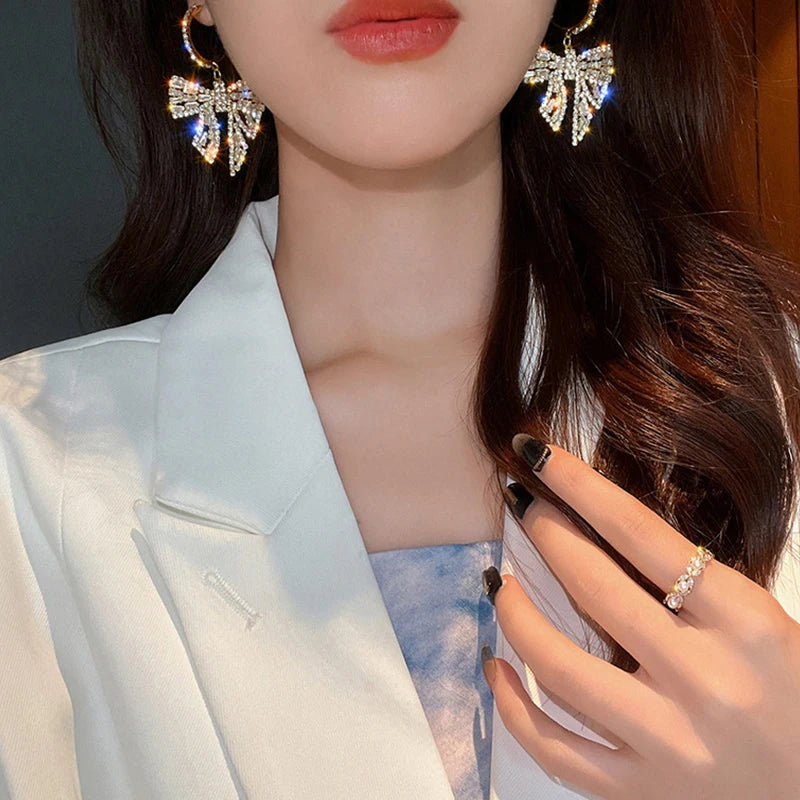 Bow Pendant Gold Plated Earrings