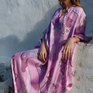 Early Autumn Pattern Printed Party Dress