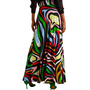 Vintage Abstract Printed High Waisted Elegant Skirts