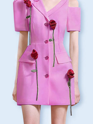 Flowers Notched Dress
