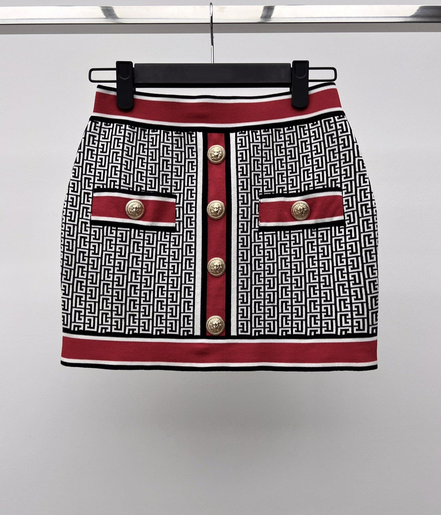 Vintage Geometric Jacquard Knitted Cardigan Skirt Set