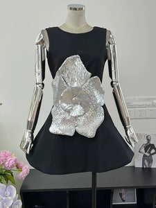 Heavy Industry Three-Dimensional Sequined Flower Dress