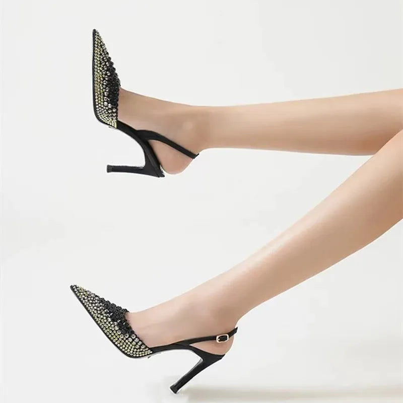 Luxury Rhinestones Gradient Slingbacks Pumps