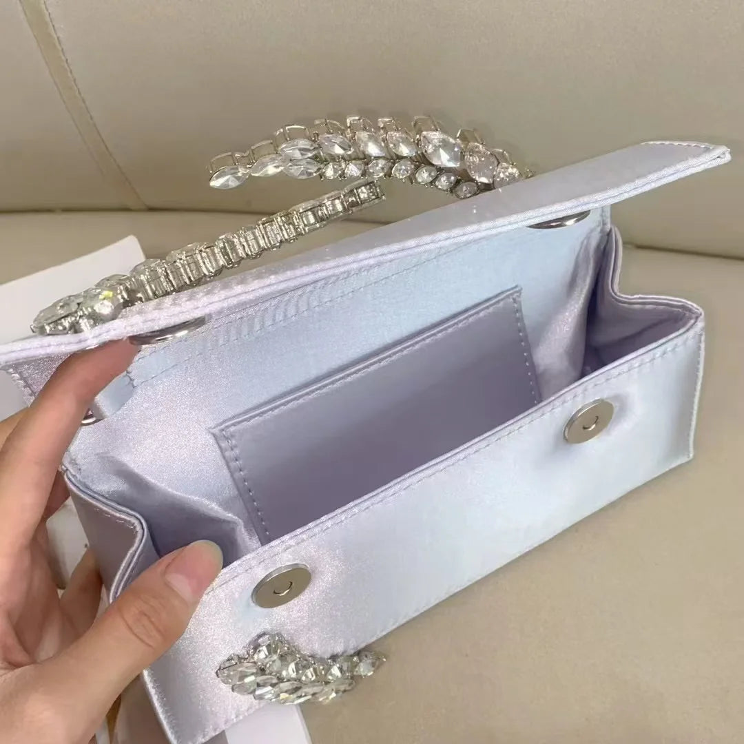 Luxury Satin Metal Handheld Women Handbag