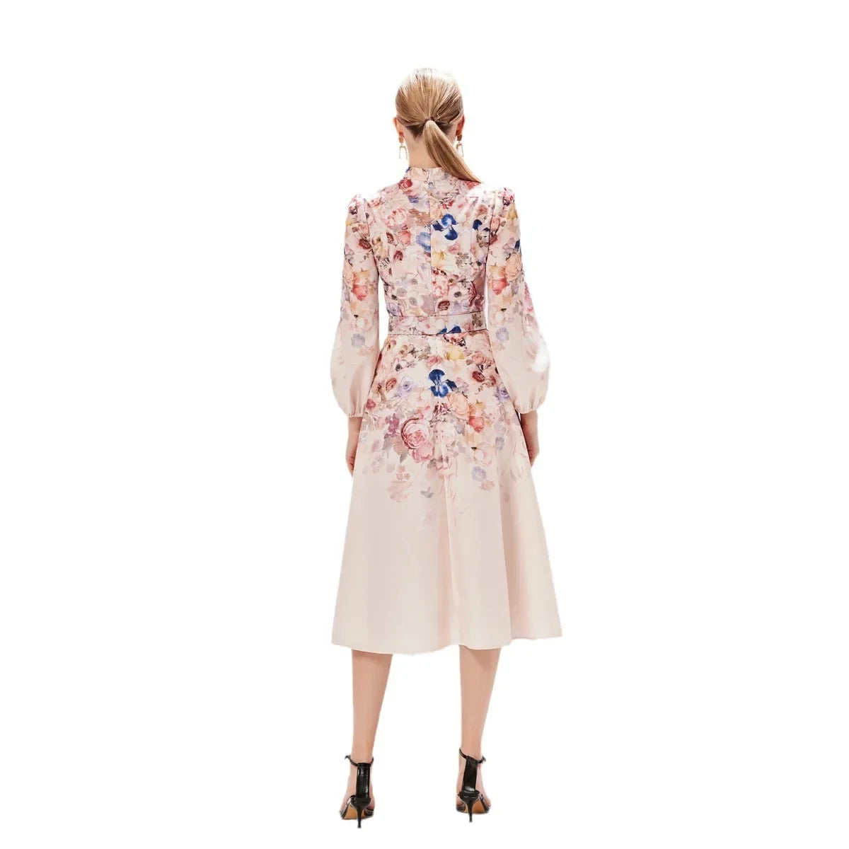 Printing Pocket Elegant Dress with Belt