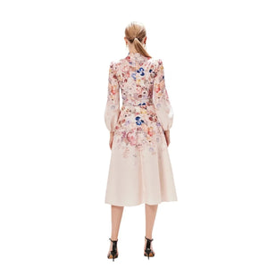 Printing Pocket Elegant Dress with Belt