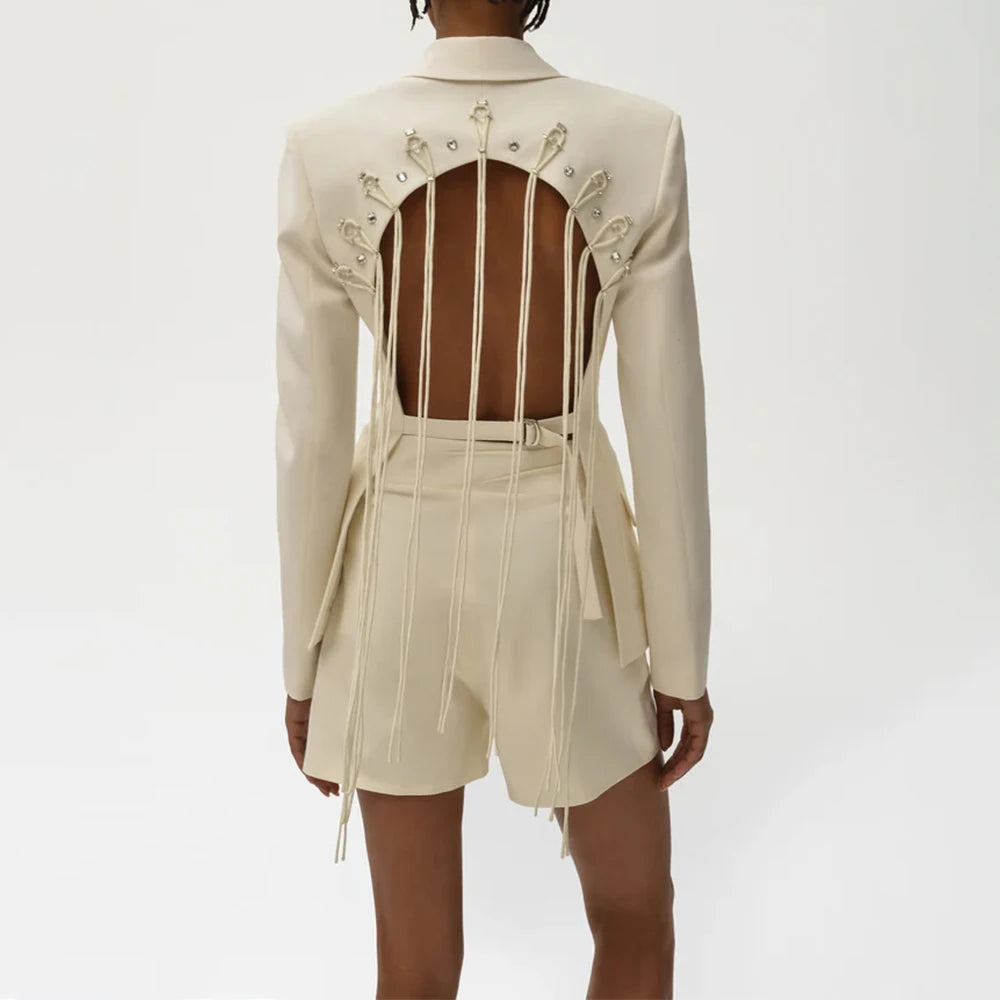 Patchwork Diamonds Backless Blazer