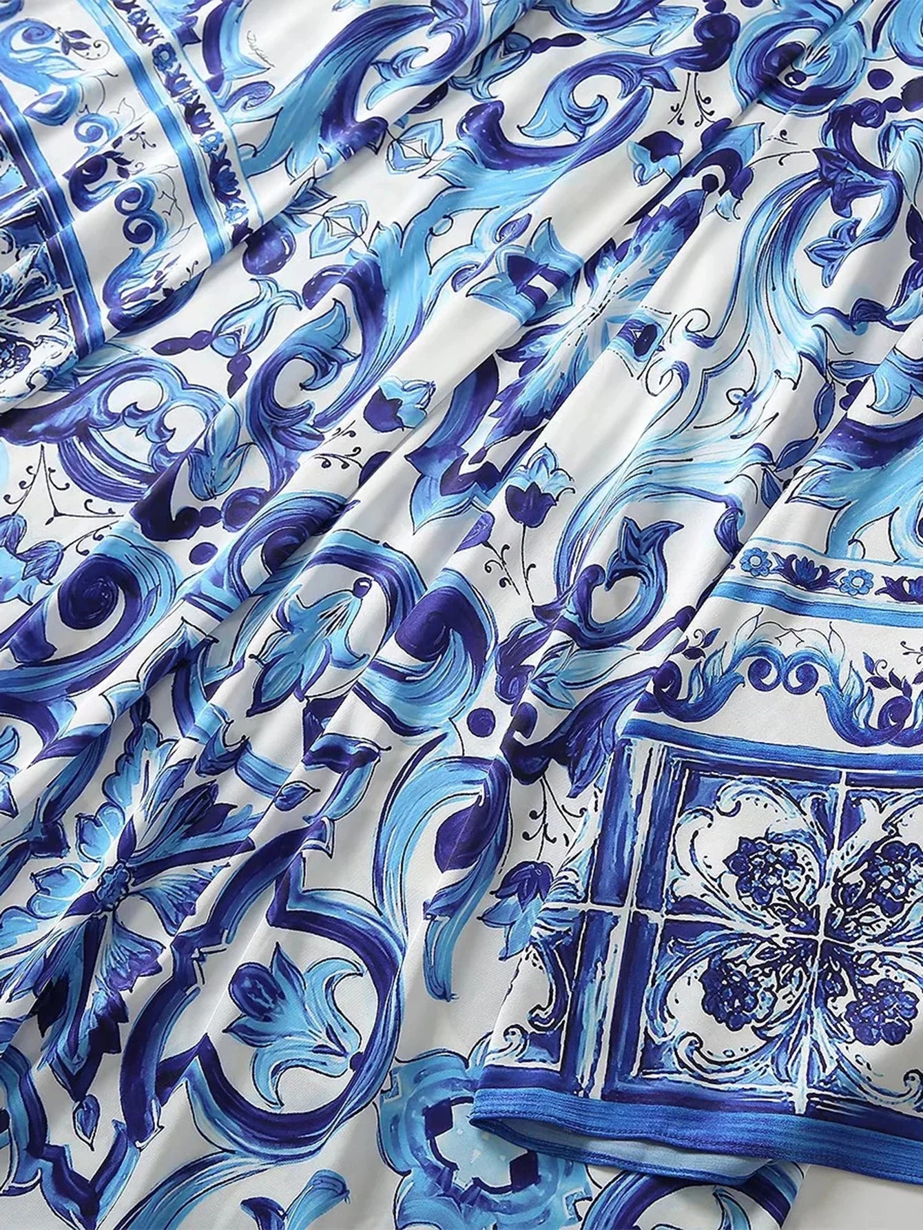 Runway Blue and White Porcelain Printing Dresses