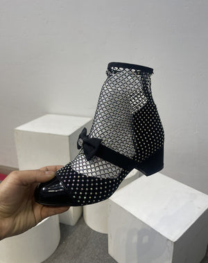 Crystal Mesh Bowknot Mary Jane Round Toe Luxury Sandals