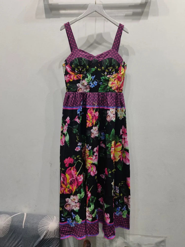 Fashion polka-dot Print Slim Tube Top Dress