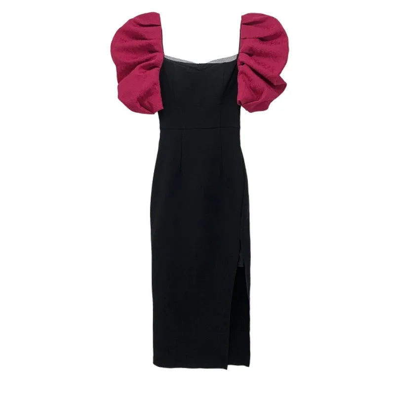 High End Puff Short Sleeve Square Neck Dresses