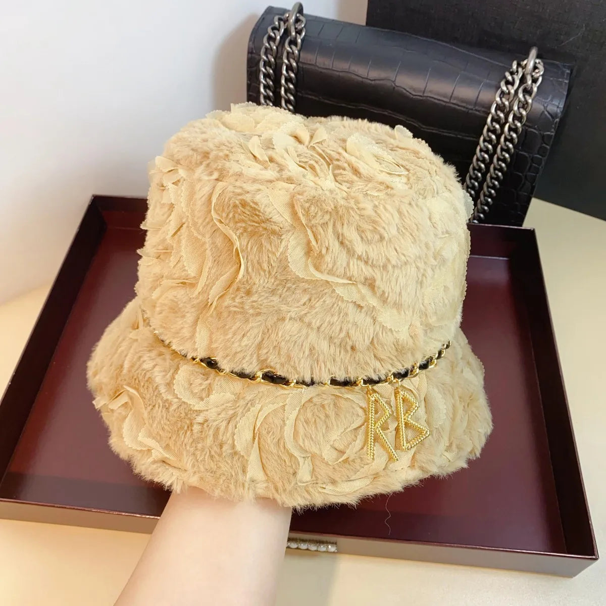Luxurious and Fragrant RB Lamb Fleece Rose Fisherman's Hat