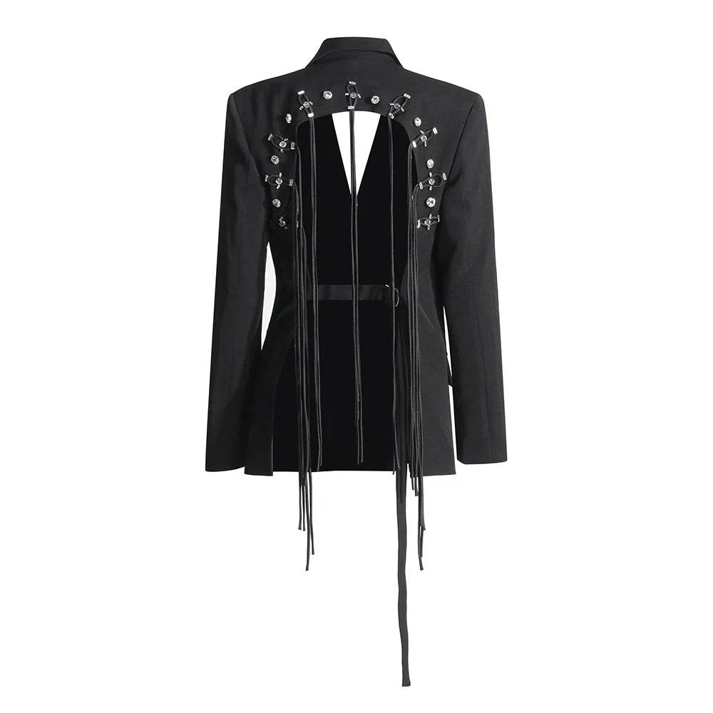 Patchwork Diamonds Backless Blazer