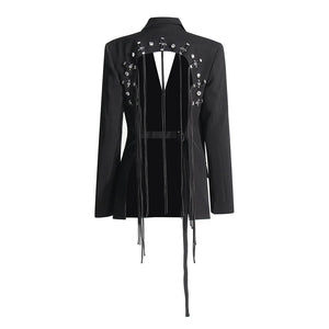 Patchwork Diamonds Backless Blazer