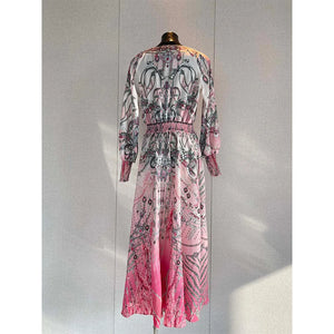 Mulberry Silk Pink Gemstone Print Dress