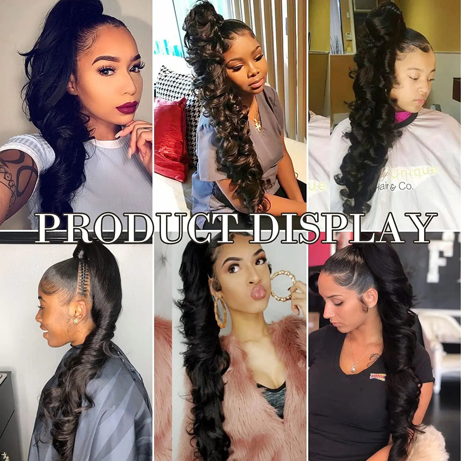 Synthetic 28inch Long Claw On Clip Ponytail Hair
