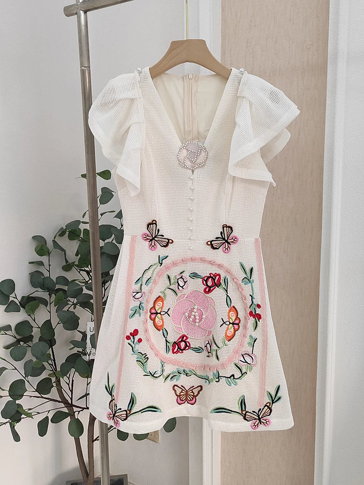 Exquisite Embroidery Luxury Beaded Vintage Dress