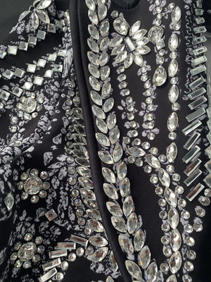Sequin Diamond Pattern Print Bodycon Black Dress