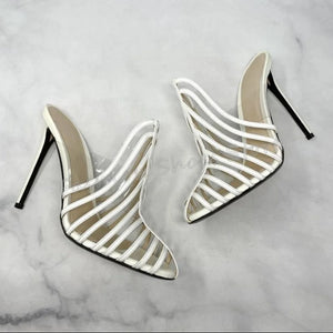 Black Hollow Out Crystal Slippers
