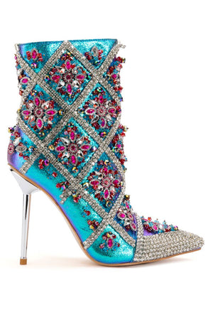 Mid calf Colorful Bling Crystal Boots