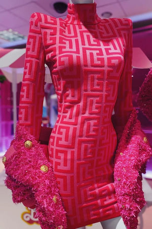 Bodycon Chic Geometric Jacquard Bandage Dress
