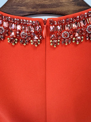Designer Colorful Diamond Beading Tank Dress