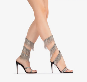 Glitter Crystal Pendant Ankle Warp Sandals