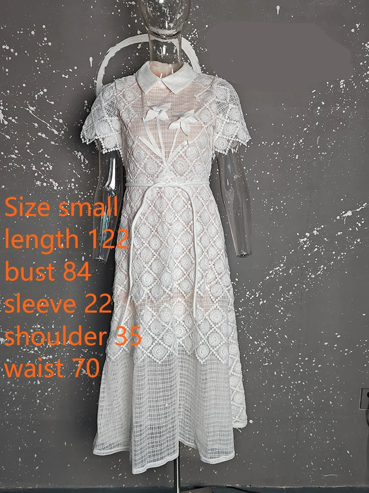 Elegant Dress Lace Gauze Spliced Solid Color Dresses