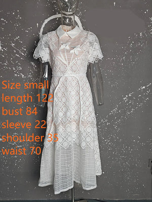 Elegant Dress Lace Gauze Spliced Solid Color Dresses