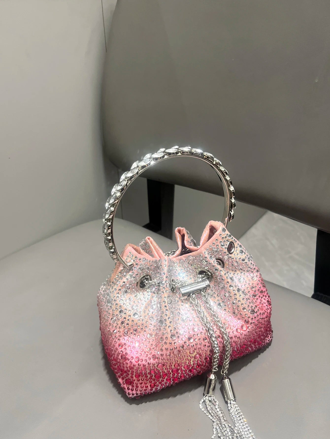 Handle Rhinestones Evening clutch Bag