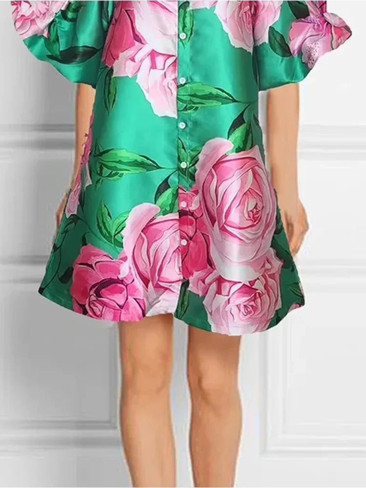 Elegant Contrasting Print Dress
