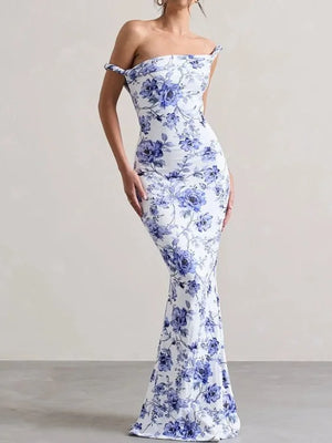Print Slimming Wrap Body Midi Skirt H-ape Sle Dress