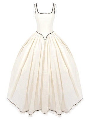 Elegant Dress Slip Tweed Pleated Tassel Edge Pockets Big Swing Dresses