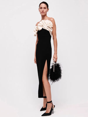 Elegant Folding fan Patchwork Bodycon Dress