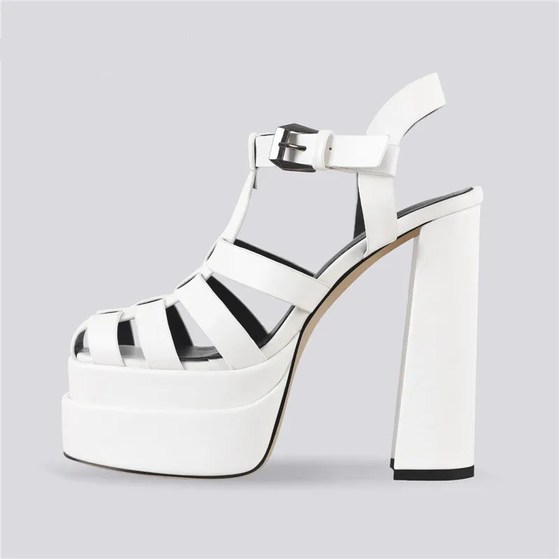 White Platform Sandals Chunky Sandals