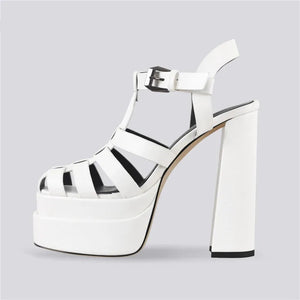 White Platform Sandals Chunky Sandals