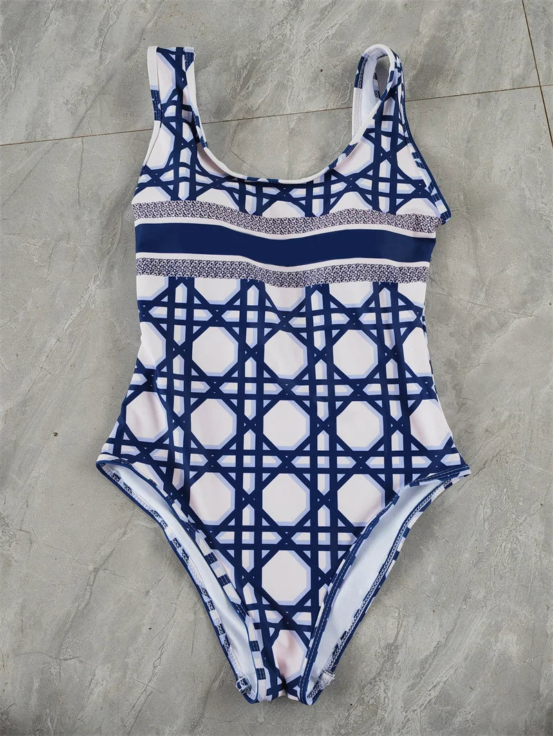 Retro Pattern Printed Personalized Swimsuit